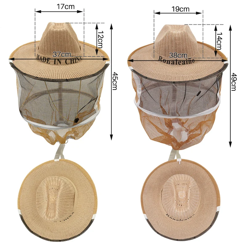 Color: Dark Khaki, Ships From: CN, Size: M - Bee Hat Breathable Beekeepers Hat Beekeeper Hats With High Visibility Veil Face Protection Outdoor Bee Keeper Starting Kit