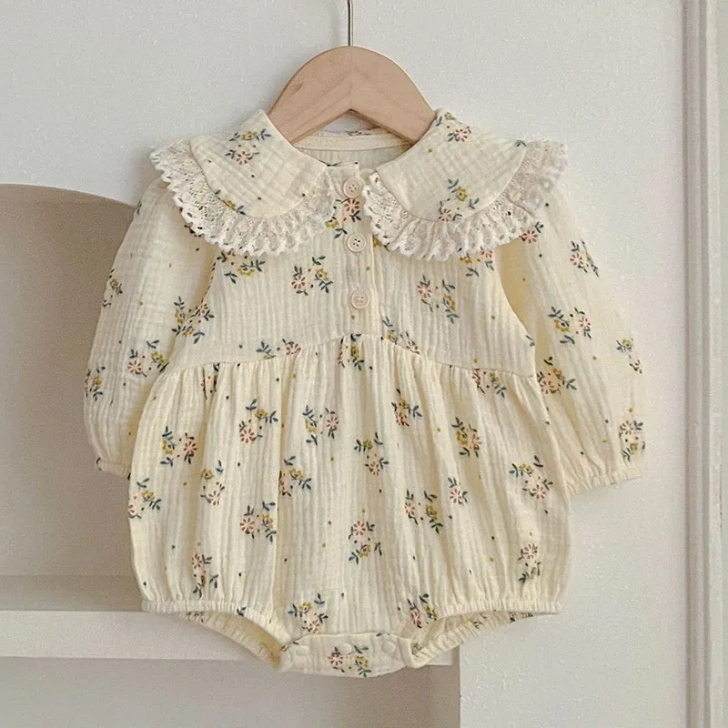 Color: Red, Size: M - Spring Baby Girls Long Sleeve Sweet Sisters Flower Print Dress Autumn Infant Rompers Kids Baby Girls Princess Clothes Rompers