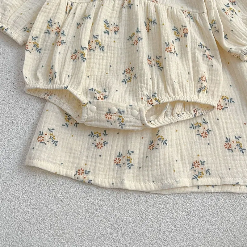 Color: Red, Size: M - Spring Baby Girls Long Sleeve Sweet Sisters Flower Print Dress Autumn Infant Rompers Kids Baby Girls Princess Clothes Rompers