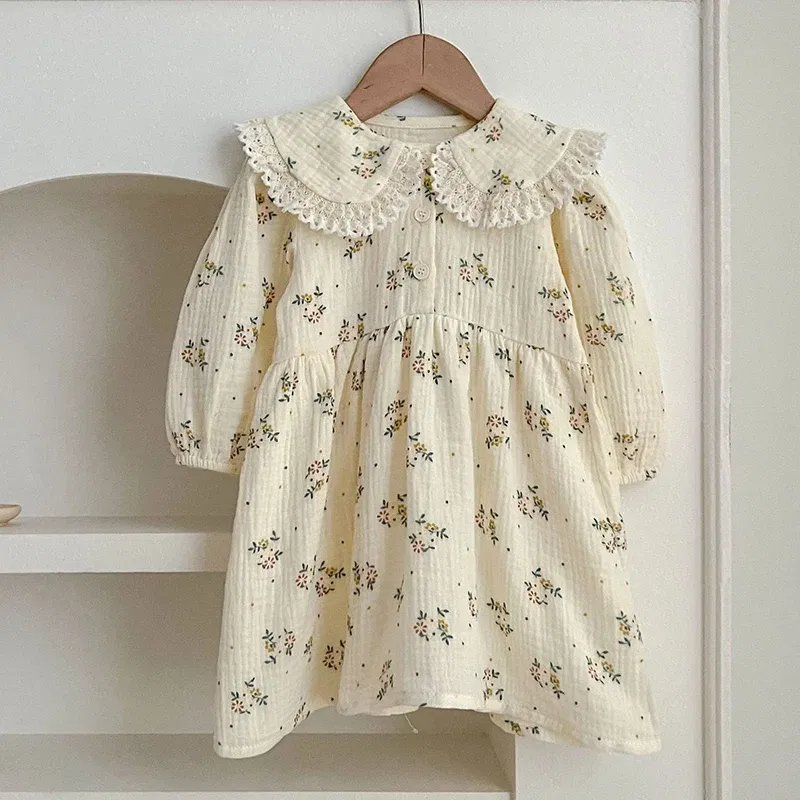 Color: Red, Size: M - Spring Baby Girls Long Sleeve Sweet Sisters Flower Print Dress Autumn Infant Rompers Kids Baby Girls Princess Clothes Rompers