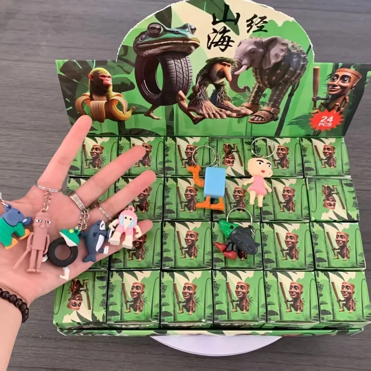 Color: Yellow - 24PCS Italian Brainrot Blind Box Toy Tungtungtung Sahur Tralarero Tralala Bombardinocrocodilo Figures Key Chain Birthday Gift!!.