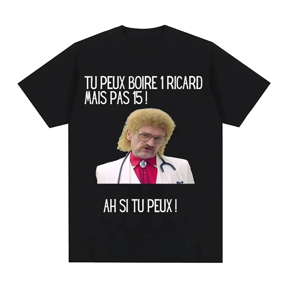 Color: milky, Size: XL - Funny Cotton T-shirt Print You Can Drink A Ricard But Not 15 Graphic Black Classic Tops Summer Short Sleeve Premium Tees 01336