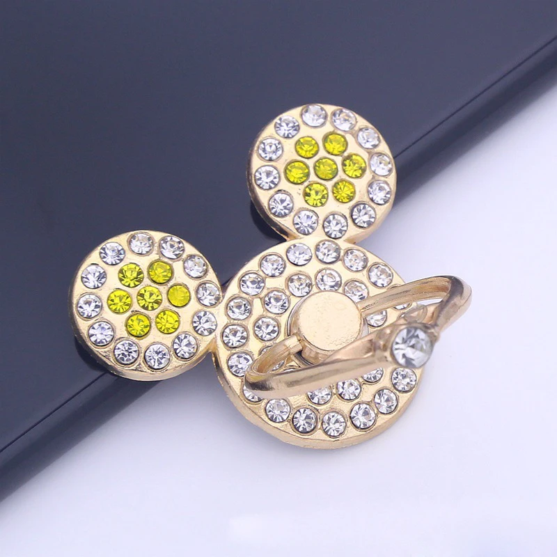 Color: Multicolor - Cute Anime Mickey Mouse Minnie Phone Finger Ring Holder With Diamond Kawaii High Quality Mobile Stand For Iphone 13 14 Huawei