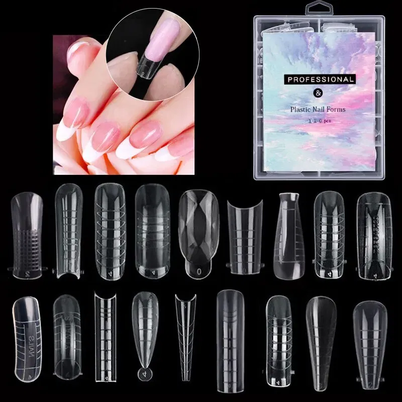 Color: DEEP BLUE - 120pcs Nail Forms Full Cover False Nails Quick Building Mold Fake Nail Shaping Extend Top Molds For Gel Salon Manicure Art