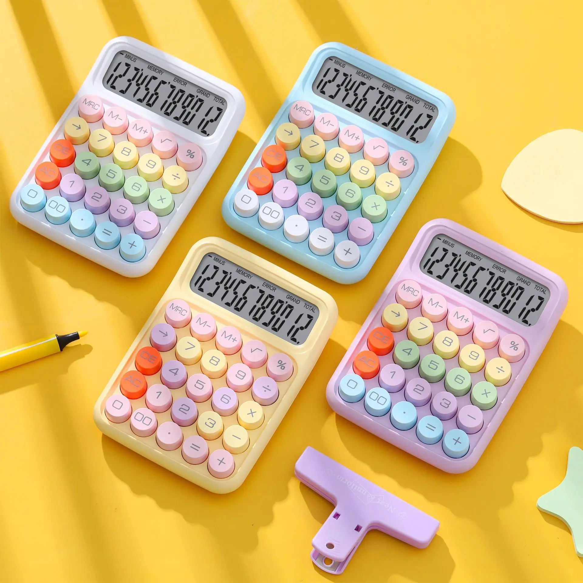 Color: WHITE - Ins Dopamine Candy Color Calculators Large Display Mechanical Dot Keyboard Back To School Supplies Students/Finance Stationery