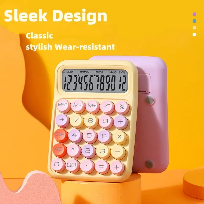 Color: WHITE - Ins Dopamine Candy Color Calculators Large Display Mechanical Dot Keyboard Back To School Supplies Students/Finance Stationery