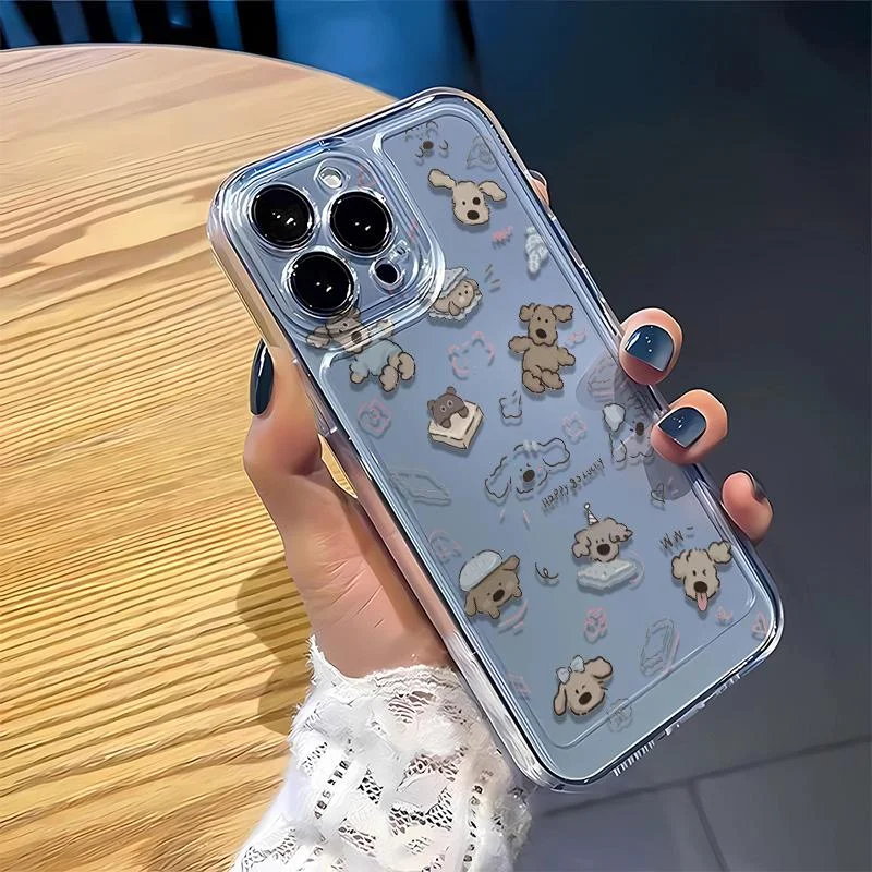 Color: Clear, Ships From: CHINA, Material: Polyester - Cartoon full screen dog transparent phone case for iPhone 7 8 plus xr x 11 12 13 14 15 pro max soft silicone anti-drop