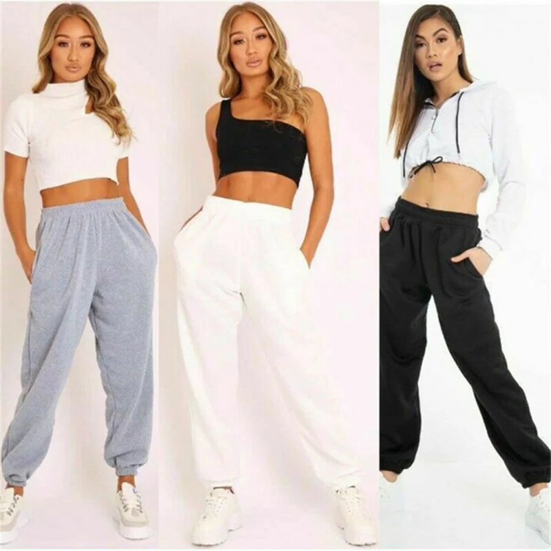 Color: GRAY, Size: L - Trendy Women's Pants Loose Trousers Outdoor Casual Pants Four Seasons Sweatpants Women's Drawstring Jogging Pants