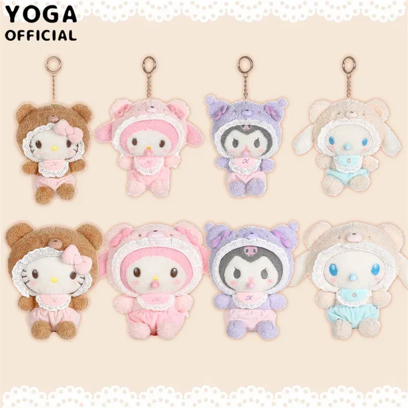 Color: green - Kawaii Sanrio Hello Kitty My Melody Cinnamoroll 15Cm Plush Doll Pendant Baby Series Keychain Bag Pendant 20Cm Doll Birthday Gift