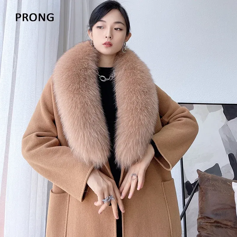 100cm Real Fox Fur Collar Genuine Fur Neck Scarf Women Winter Coat Hood Fur Trims Warm Furry Fur Scarves Luxury Fur Shawl Wraps