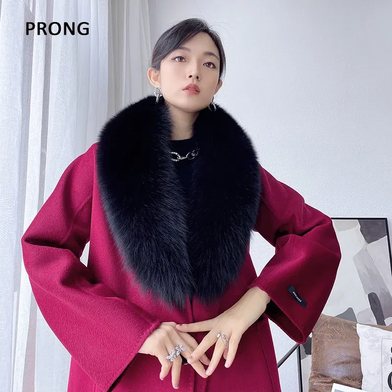 100cm Real Fox Fur Collar Genuine Fur Neck Scarf Women Winter Coat Hood Fur Trims Warm Furry Fur Scarves Luxury Fur Shawl Wraps