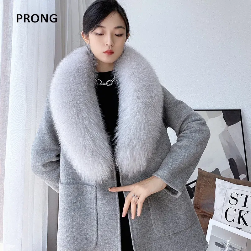 100cm Real Fox Fur Collar Genuine Fur Neck Scarf Women Winter Coat Hood Fur Trims Warm Furry Fur Scarves Luxury Fur Shawl Wraps