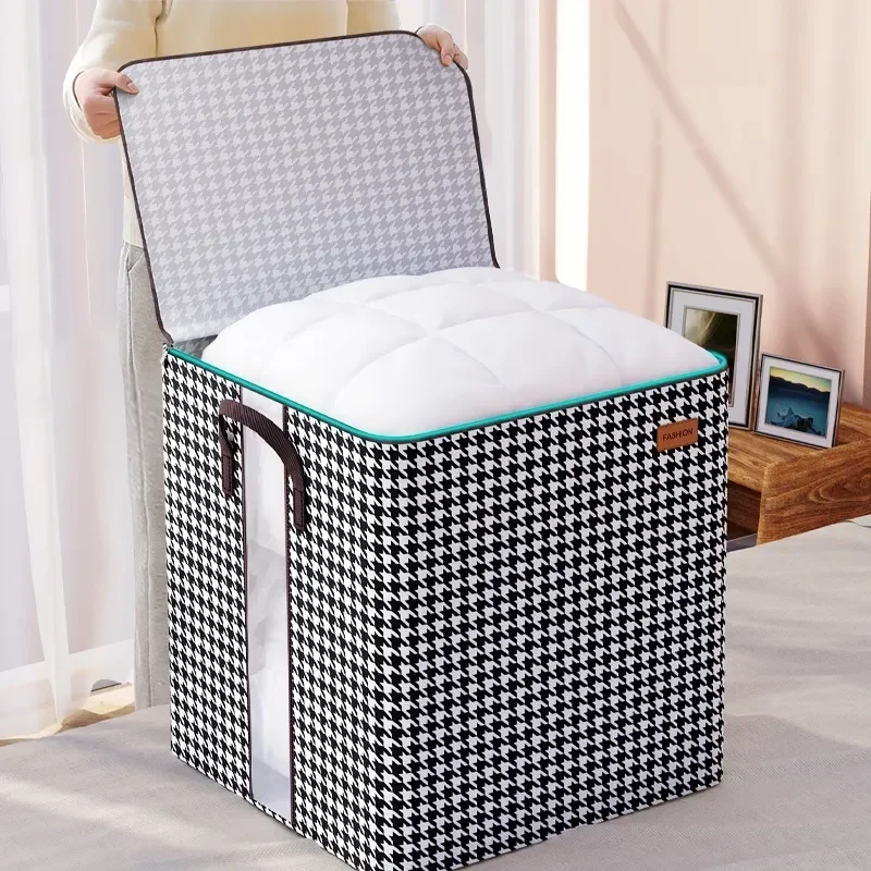 Color: multi - 1Pcs Foldable Clothes Organizer Clothes Storage Bags Large Capacity Quilt Moving Box Tote Bag Dustproof Clothing Wardrobe Home
