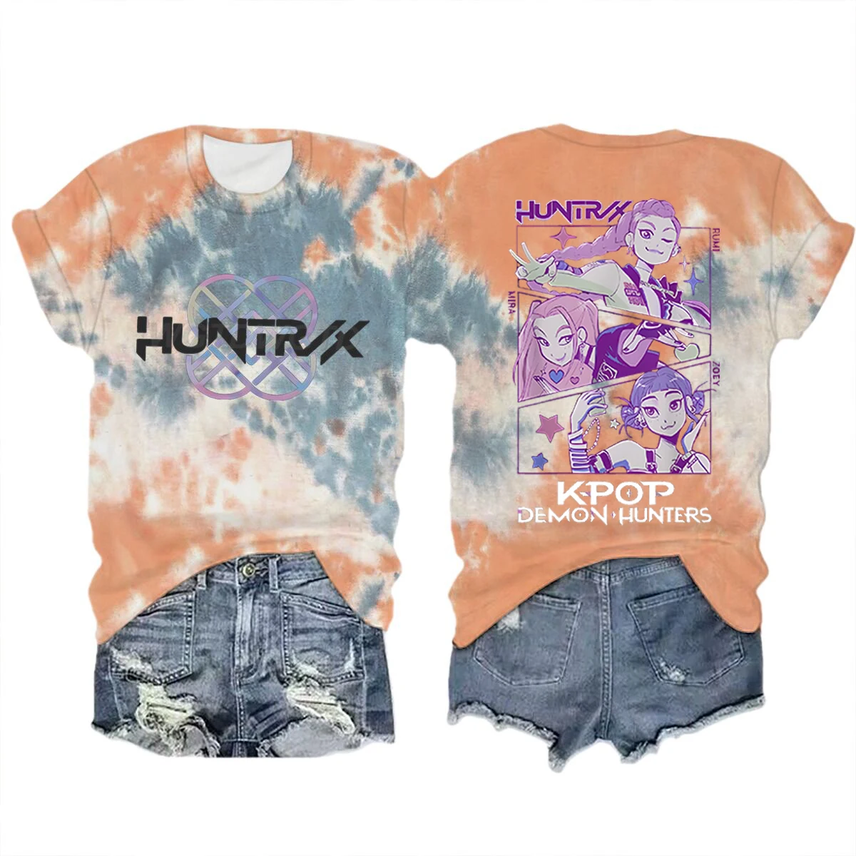 Color: Brown, Size: M - Movie Characters T-shirt Tops Tie-dye Men's Women's Clothing Round Neck Short Sleeve T-shirt Street Style T-shirts