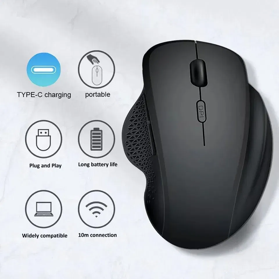 Color: GRAY - Wireless Mouse Bluetooth Mouse Wireless Computer Mouse Gamer Rechargeable 6 Buttons Ergonomic Mause Gaming Dual Mode Mice For PC