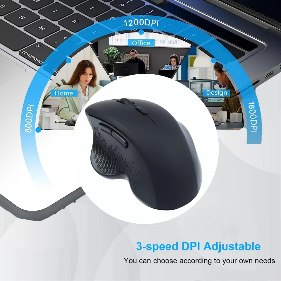 Color: GRAY - Wireless Mouse Bluetooth Mouse Wireless Computer Mouse Gamer Rechargeable 6 Buttons Ergonomic Mause Gaming Dual Mode Mice For PC