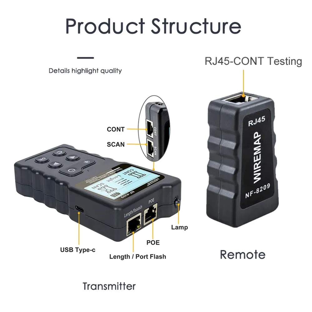 Color: RED, Ships From: CHINA - NOYAFA NF-8601W/NF-8209 Cable Tracker Lan Display Measure Tester Network Tools LCD Display Measure Length Wiremap Tester