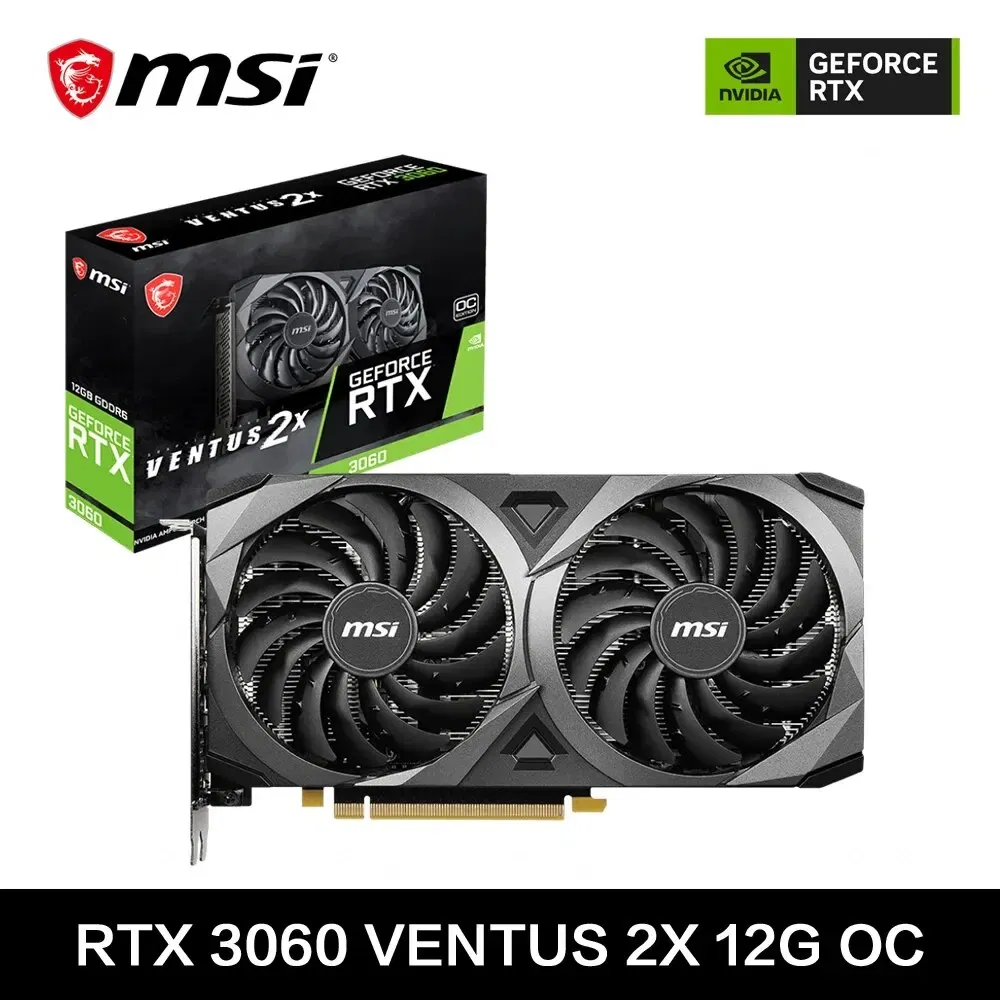 To MSI GeForce RTX 3060 VENTUS 2X 12G OC Gaming Graphics Card 12GB GDDR6 192-bit HDMI DP PCI-E 4.0 8Pin Desktop Full New Video