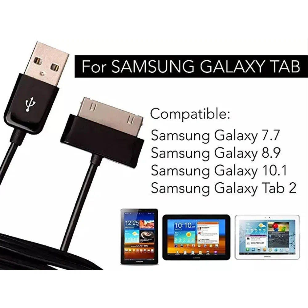 Color: black, Cable Length: 2m - 1m/2m USB Charger Data Cable For Samsung Galaxy TAB P1000 N8000 P5100 P5110 P7510 P7500 P7300 P6200 P6800 P3100 P1010