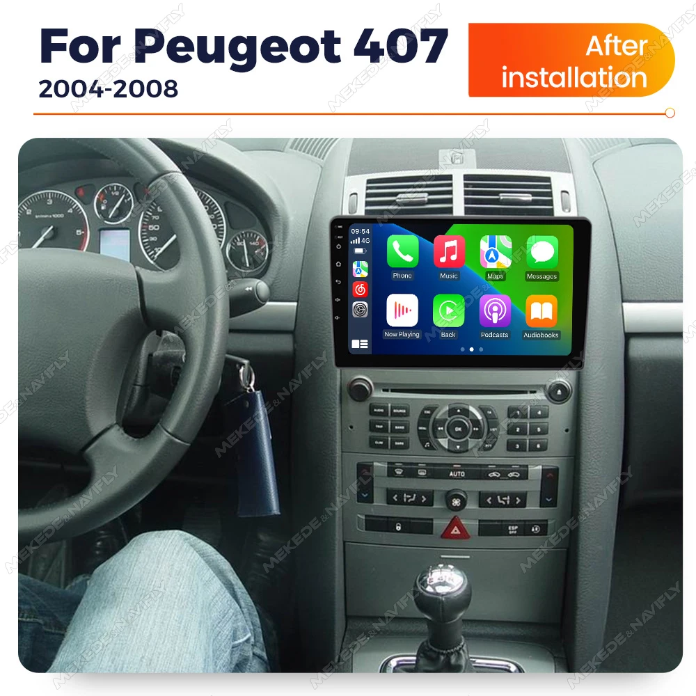 Color: black - Android 14 CarPlay Auto Radio Multimedia Video Player For PEUGEOT 407 2004-2011 DVR Monitor Rear View Camera Navi Autoradio WiFi