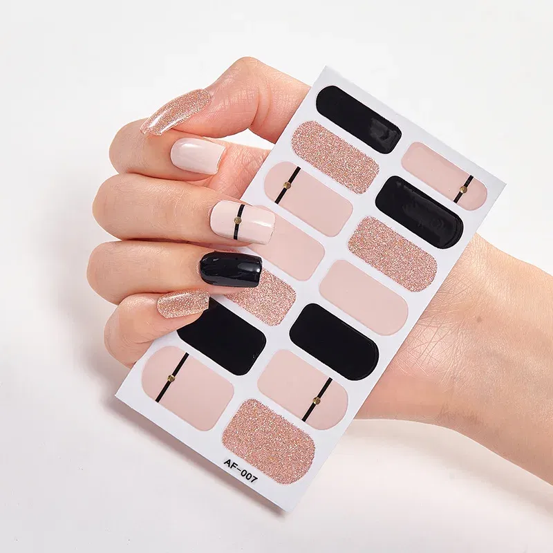 Color: Yellow - Solid Colors And Creative Nail Art Decals Plain Stickers Minimalist Design Self Adhesive Designed Nail Tape Nail Strips