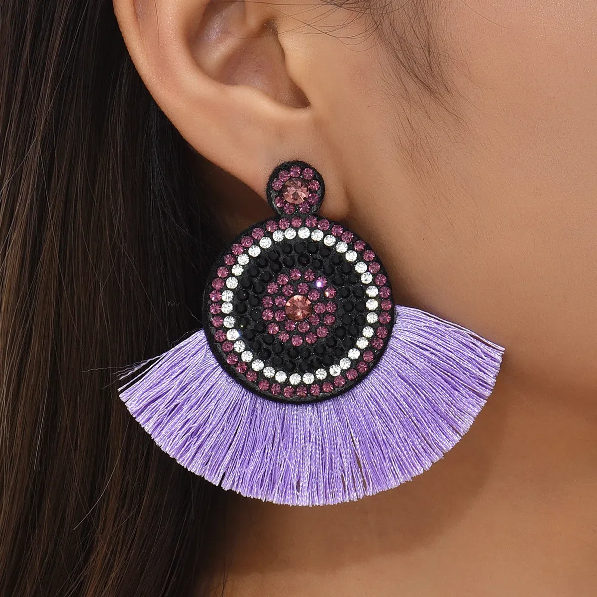 Metal Color: Red Wine - Fashion Bohemia Long Tassel Earrings for Women Ethnic Big Drop Earrings Statement Dangle Earring Fashion Jewelry pendientes