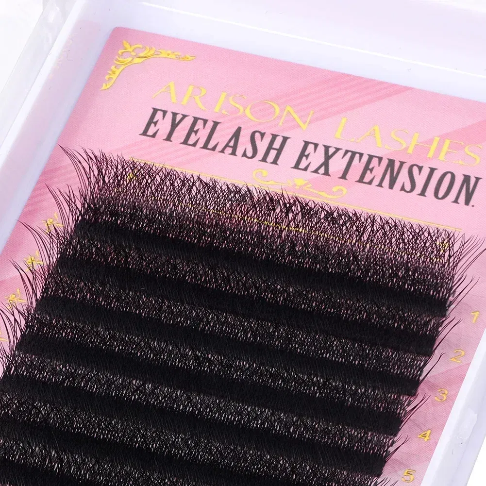 Color: Brushed Brass, Curl: C, Thickness: 0.07mm, Length: 14mm - ARISON LASHES W Shape 3/4/5/6D Eyelashes Extension Premade Volume Fans YY-shape Lashes Faux Mink Soft Easy Faning Natural Lashes