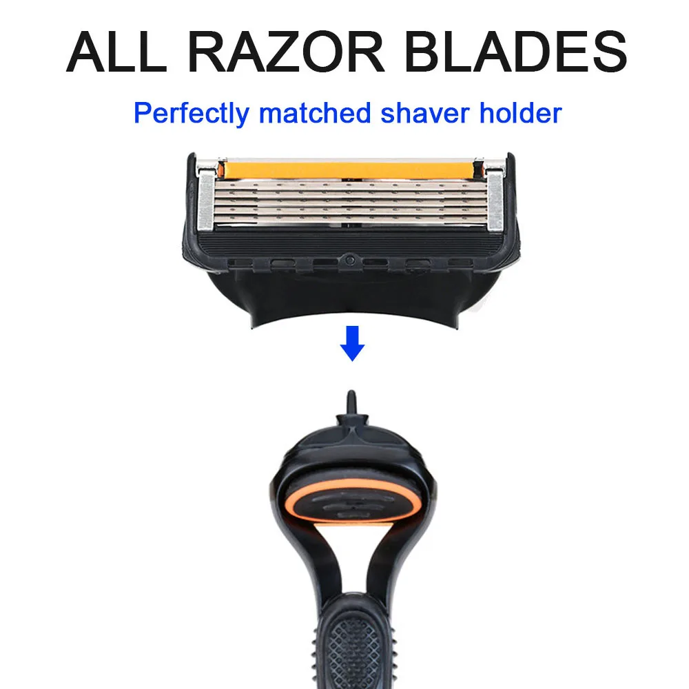 Color: Red - 4/12/24 Pcs 5-layer Men's Razor Fusion Pro Power Shaving Shaver Male Face Beard Hair Trimmer 5 Layer Blades Replacement Refills