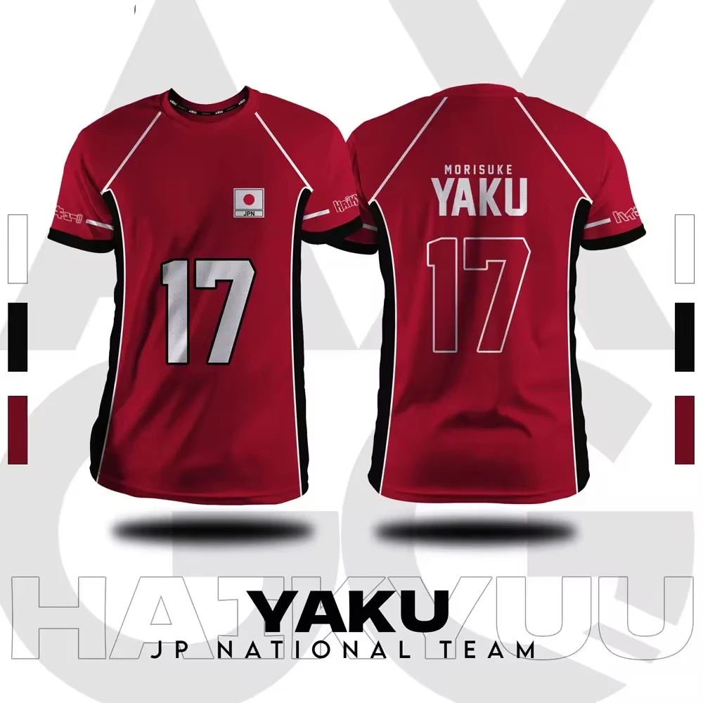 Color: black, Size: 5XL - Haikyuu Fukurodani Red Cartoon Anime Cosplay Men Jersey Summer Short Sleeve Children Tee Top 2024 New Fashion Mens T-shirt