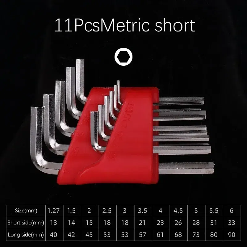 Color: Silver - 5/8/11 Pcs Metric Allen Wrench Set Inch Wrench L Wrench Keys Size Allen Key Short Arm Vehicle Repair Tool Set Home Hand Tools