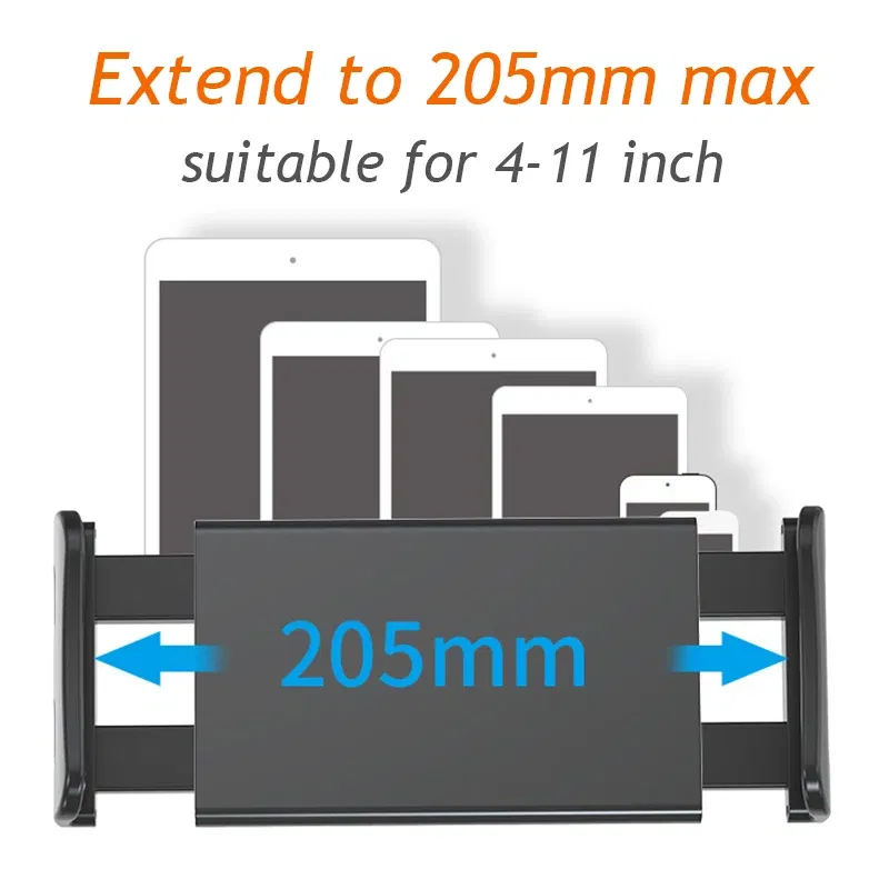 Color: Orange - Telescopic Car Rear Pillow Phone Holder Tablet Car Stand Seat Rear Headrest Mounting Bracket for Phone Tablet 4-11 Inch