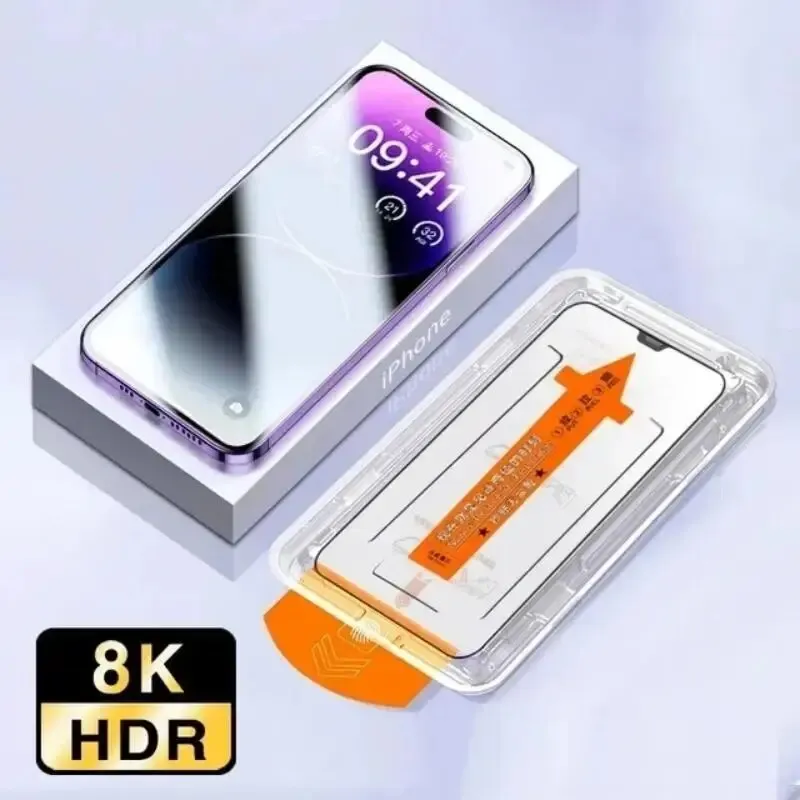 Bundle: Bundle11, Material: High Definition - 2pcs New 8K Oleophobic Coating Dust Free Installation Screen Protector For iPhone 15 13 11 12 14 Pro Max Mini 15 Plus Mini Glass