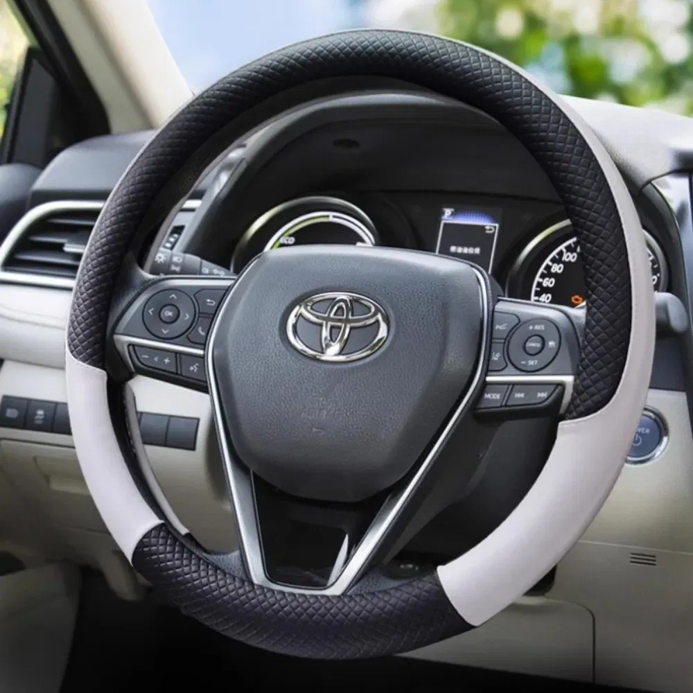 Color Name: black - Durable Anti-Slip Car Steering Wheel Cover Microfiber Leather Steering Wheel Cover Universal Fit for Car, Truck, SUV, Van38cm