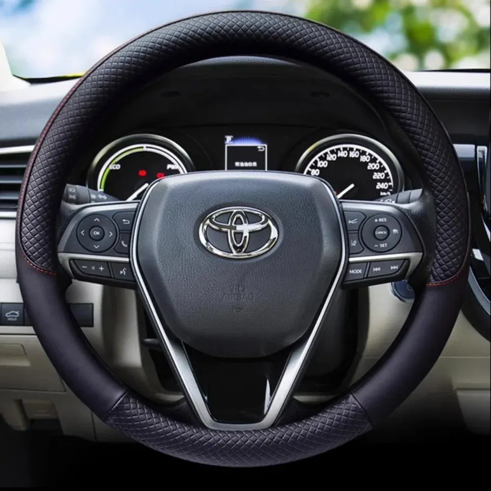 Color Name: black - Durable Anti-Slip Car Steering Wheel Cover Microfiber Leather Steering Wheel Cover Universal Fit for Car, Truck, SUV, Van38cm