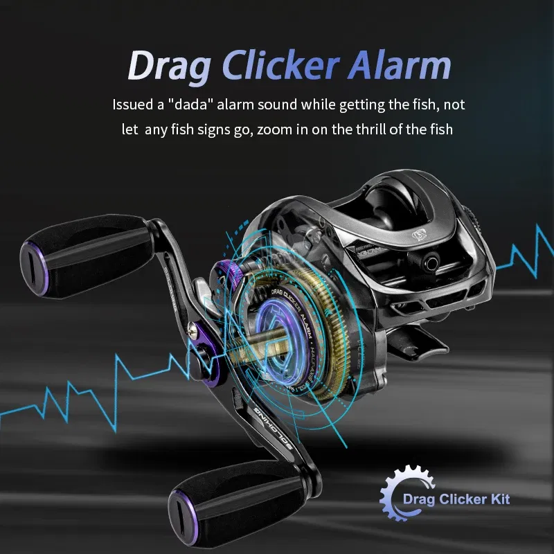 Color: Orange, Use Mode: Left Hand - Soloking GKA200 Pro Baitcasting Reel Fishing Reels 9KG Drag Power 6+1 BB Drag Clicker Sound Baitcaster Reel ? 이트 ?¦?