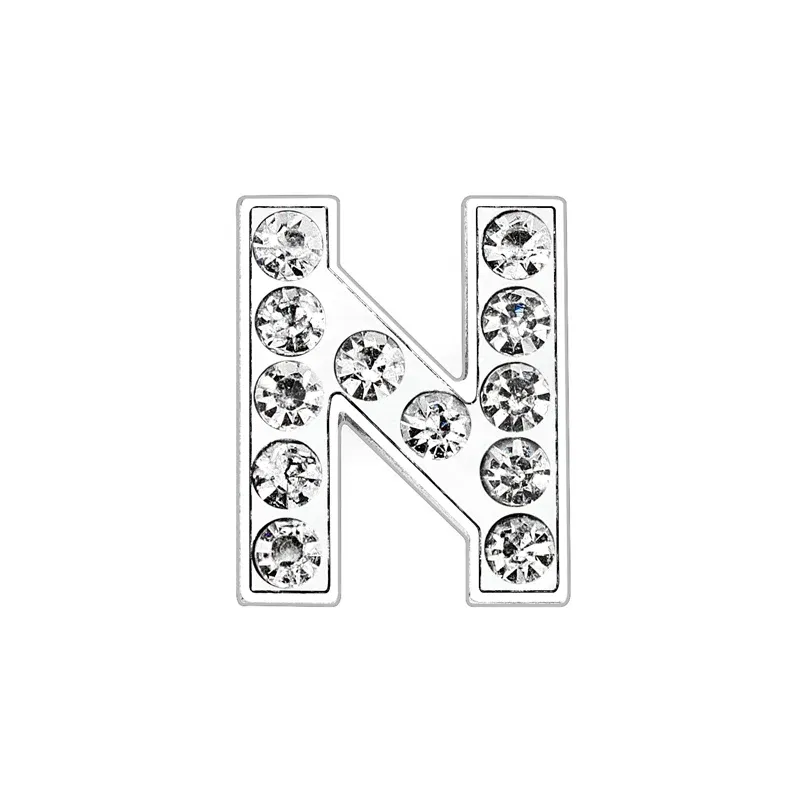 Color: Clear - Rhinestone Slide Charms Letters For Jewelry Making Women Bracelet 8mm Alphabet A-Z Pet Collar Necklace DIY Accessories Gift