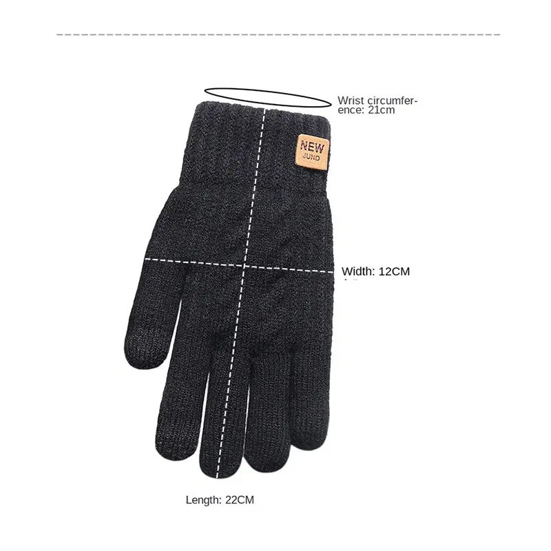 Color: Light Grey, Gloves Size: One Size - Wholesale Fleece Lined Fashion Warm Black Cable Knitted Winter Touch Screen Gloves
