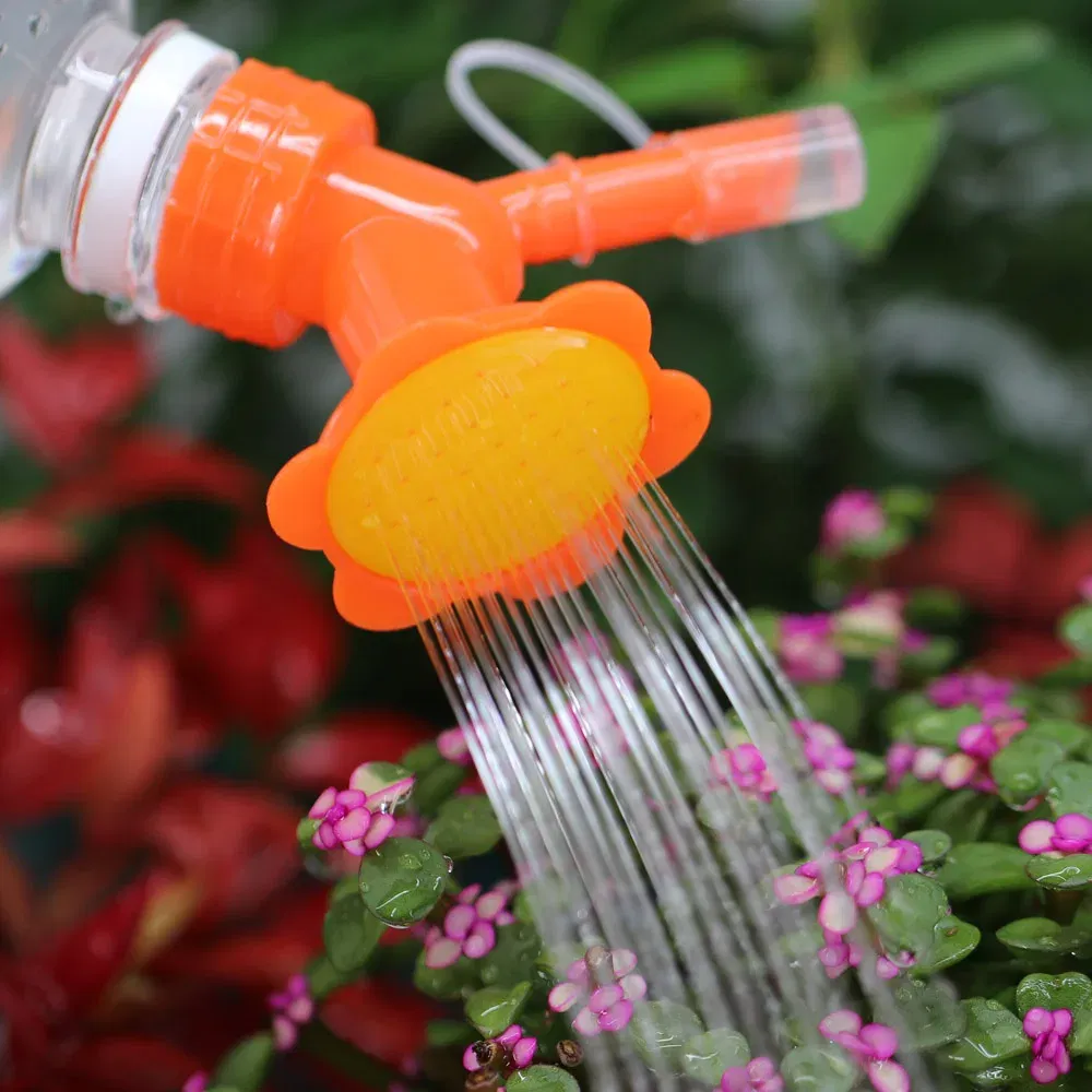 Color: Light Grey - 2 in 1 Bottle Cap Sprinkler Dual Nozzle Watering Spout Double Bottle Head Can Watering Nozzle Bonsai Garden Mini Irrigation Tool