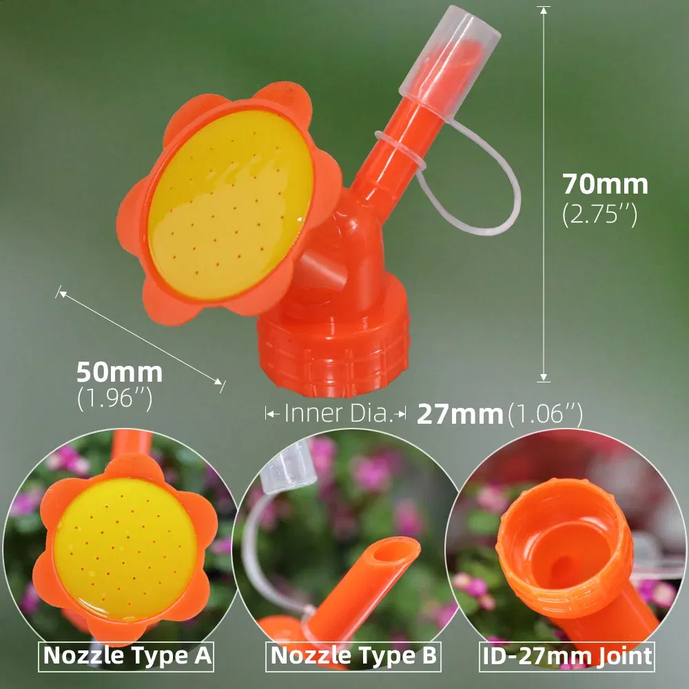 Color: Light Grey - 2 in 1 Bottle Cap Sprinkler Dual Nozzle Watering Spout Double Bottle Head Can Watering Nozzle Bonsai Garden Mini Irrigation Tool