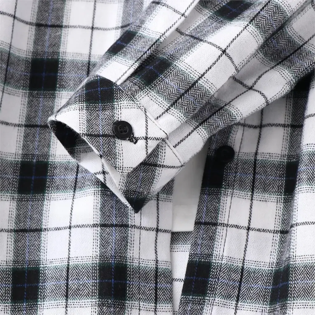 Color: dark green, Size: XS - Fresh Flannel Plaid Shirt Women 2025 New Female Blouses and Tops Cotton Loose Long Sleeve Casual Shirts Fine Women's Clothes
