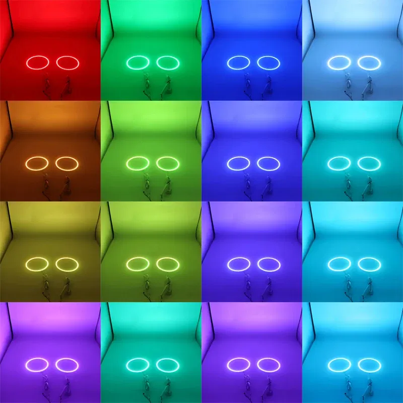 Color: army green - Excellent 2pc  Rings Angel Eye car Headlight RGB 60/70/80/90/100/110/120 mm Lampshades Bright auto drl Angel Eyes Motorcycle
