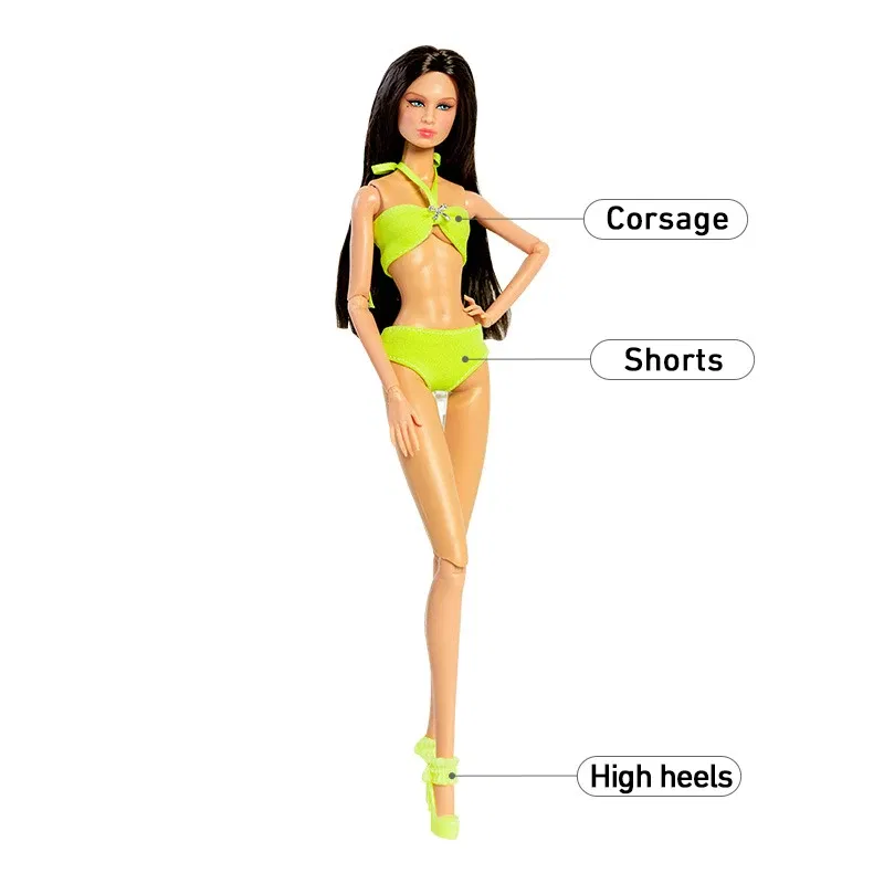 Color: Chocolate - Supermodel Doll Clothes Suit European Fashion Summer Bikini Series Accessories Set Princess Dress DIY Limited Collection Gifts