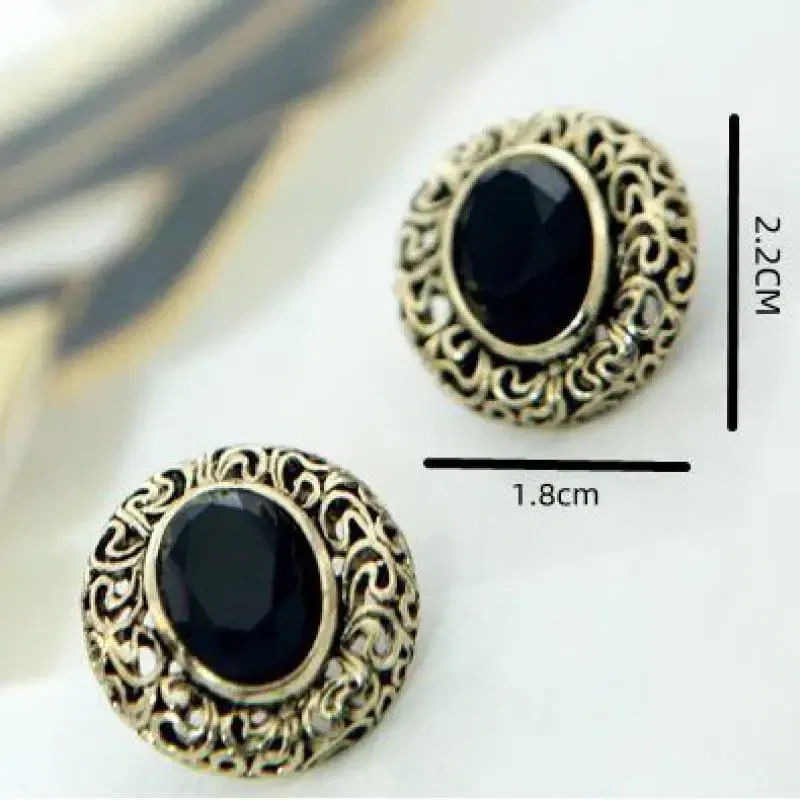 New Retro Hollow Lace Black Gemstone Earrings Women's Personality High-end Jewelry Accessories Wholesale Earings Fashion Jewelry