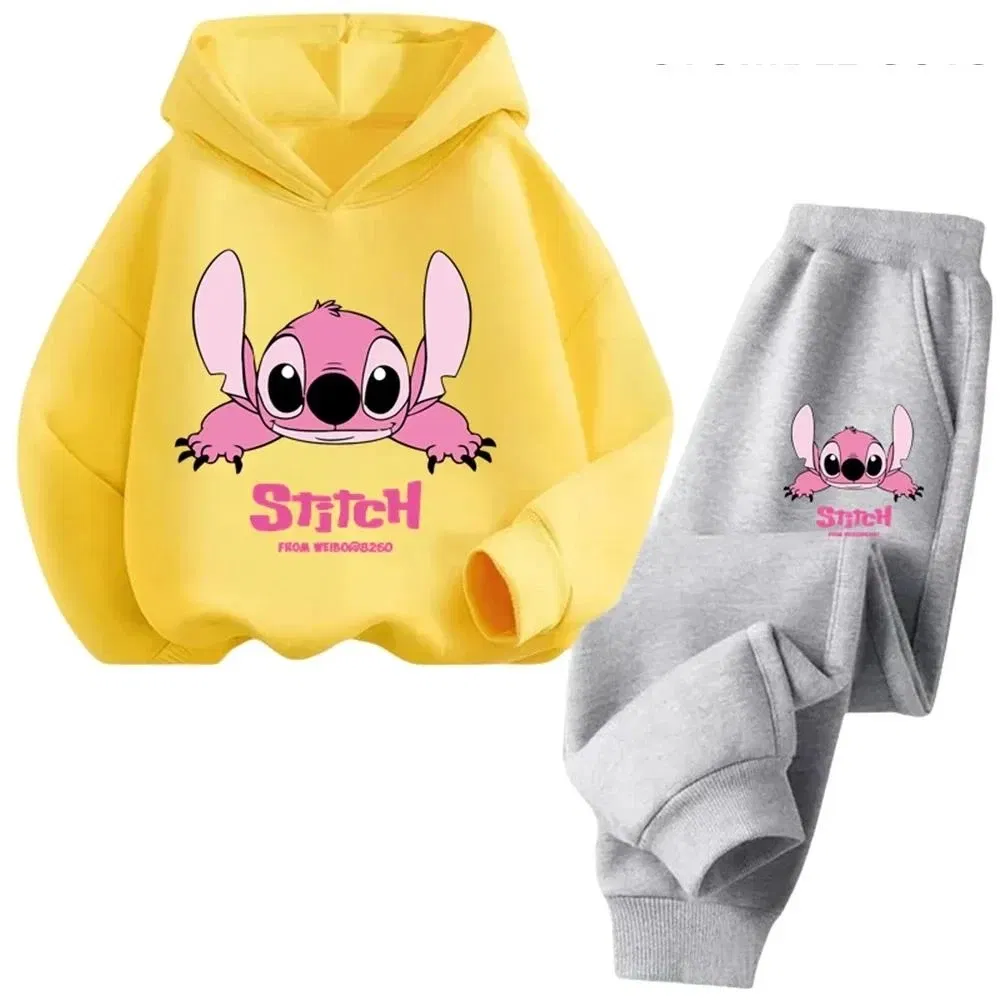 Color: army green, Kid Size: 5 - Children Hoodies Stitch Kawaii Fashion Pullover Sweatshirt Anime Trucksuit Manga Cartoons Girls Boy Kids Autumn Casual Clothes