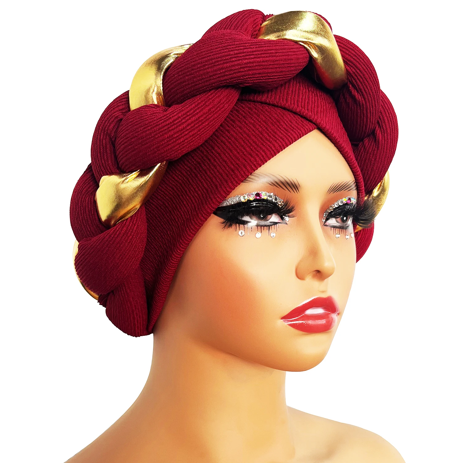 Color: WHITE, Ships From: CHINA - African Turban Cap Headdress Women's Pleated Hat Hair Accessories Arab Wrapped Muslim Hijab