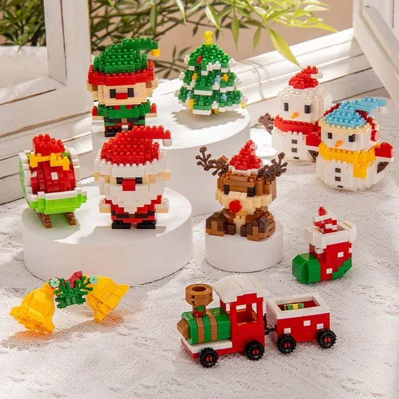 Color: black - Santa Claus Building Blocks Christmas Bricks Gift Kids Toy Home Decoration Micro Particle Bricks Diy Assembly Games Xmas Gift