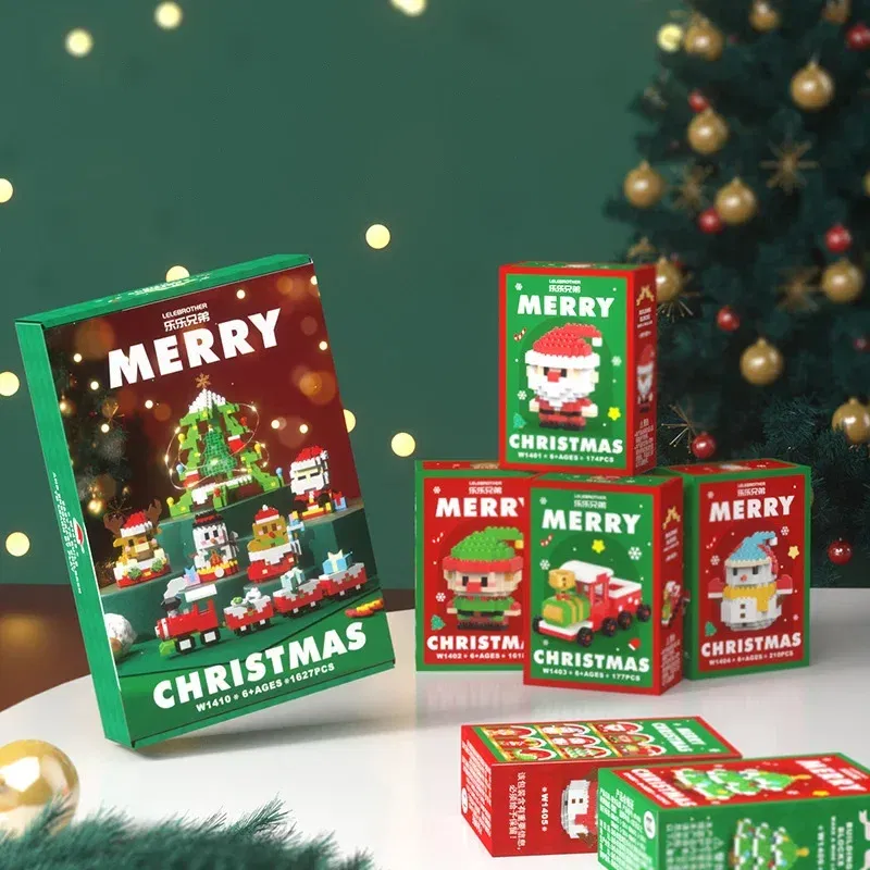 Color: black - Santa Claus Building Blocks Christmas Bricks Gift Kids Toy Home Decoration Micro Particle Bricks Diy Assembly Games Xmas Gift
