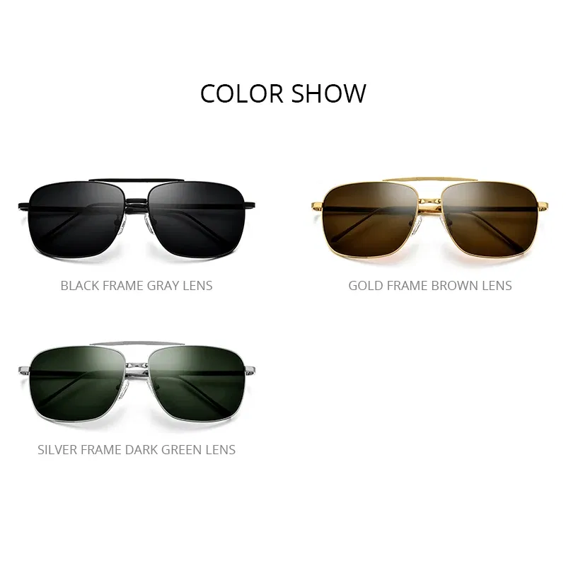 Lenses Color: Green - FONEX Pure Titanium Polarized Sunglasses Men Folding Classic Square Sun Glasses for Men New High Quality Male Shades 839
