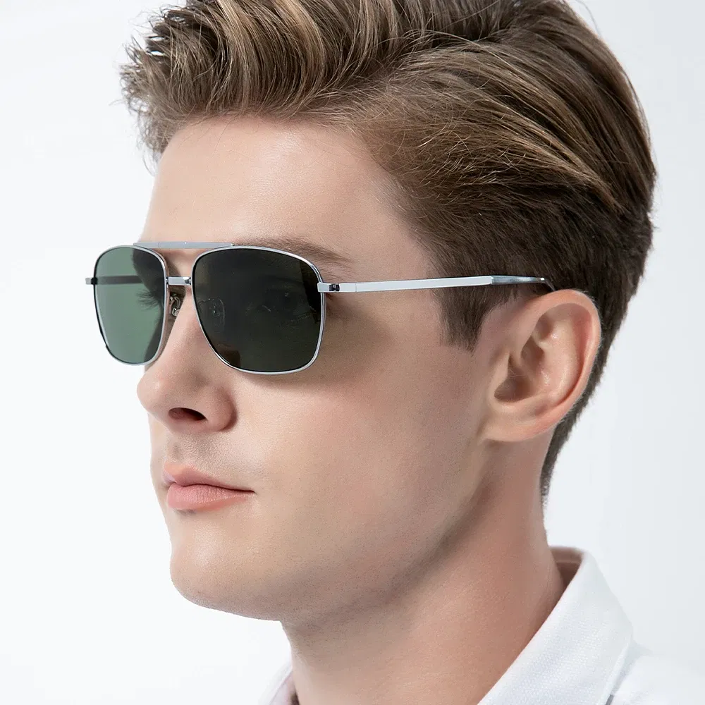 Lenses Color: Green - FONEX Pure Titanium Polarized Sunglasses Men Folding Classic Square Sun Glasses for Men New High Quality Male Shades 839