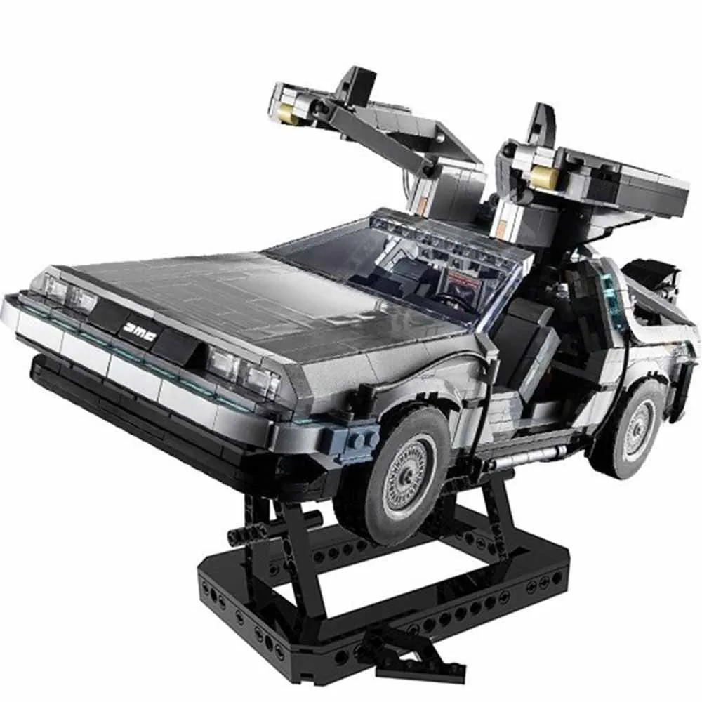 Color: Wood - Compatible 10300 Back to the Future Time Machine DeLorean DMC-12 Building Blocks Construction Car Bricks Toys For Children Gifts
